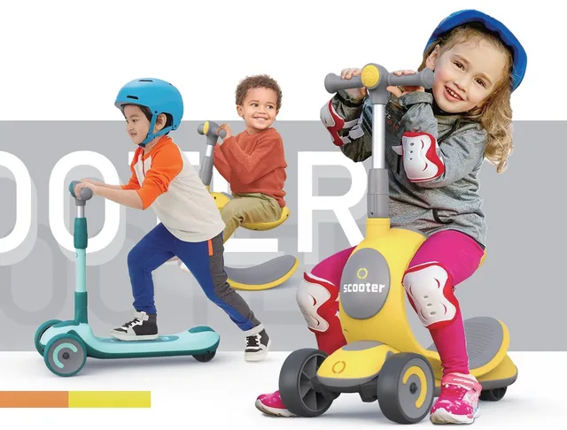 New 3 In1 Scooter for Children Skateboard Baby Kick Scooter Balance Bike with Light Up Wheels Foot Ride for Boys and Girls Kids 1