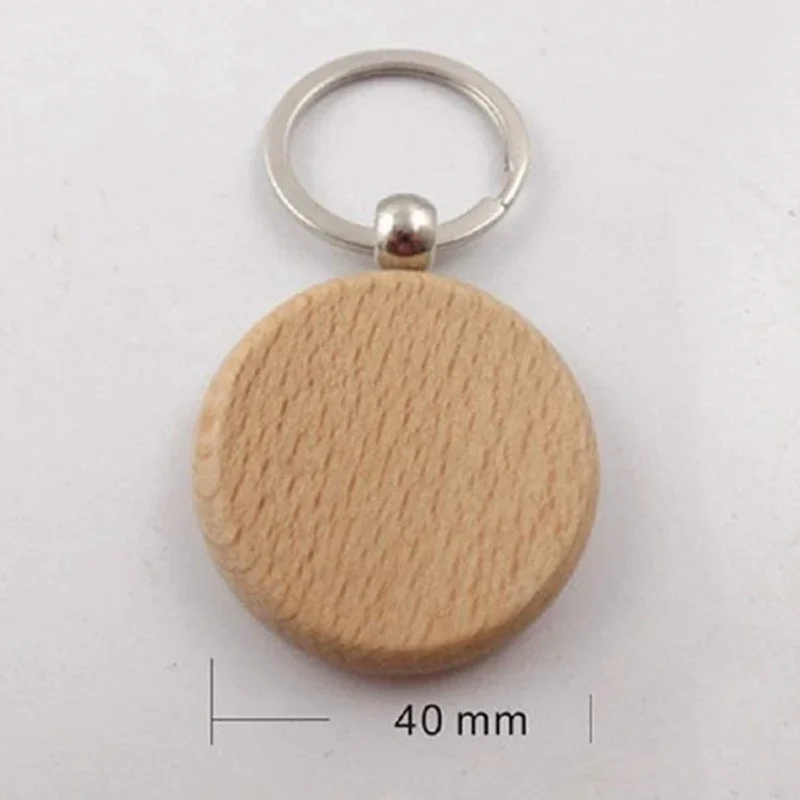 Blank Round Wooden Key Chain, DIY Wood Keychains, Can Engrave, Gifts, 100Pcs 2