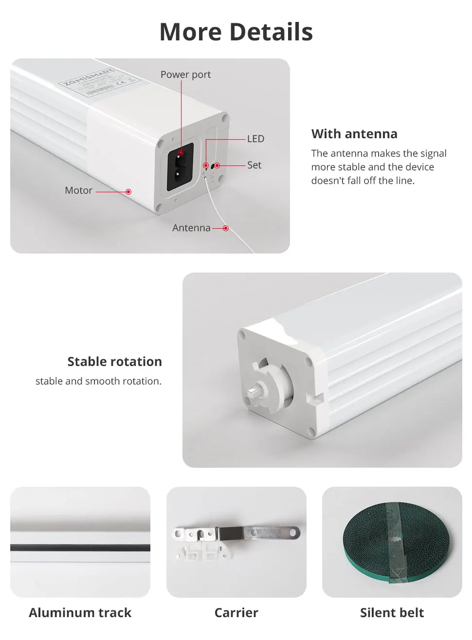 Zigbee Smart Electric Sliding Curtain Motor with Customized Track Works with Tuy
