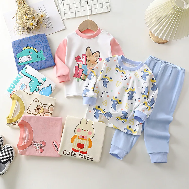 

Children's Underwear Set Autumn Cotton New Style 2023 Boys' Girls' Long Sleeve Pajamas Suit Baby Home Clothes Two-piece Outfits