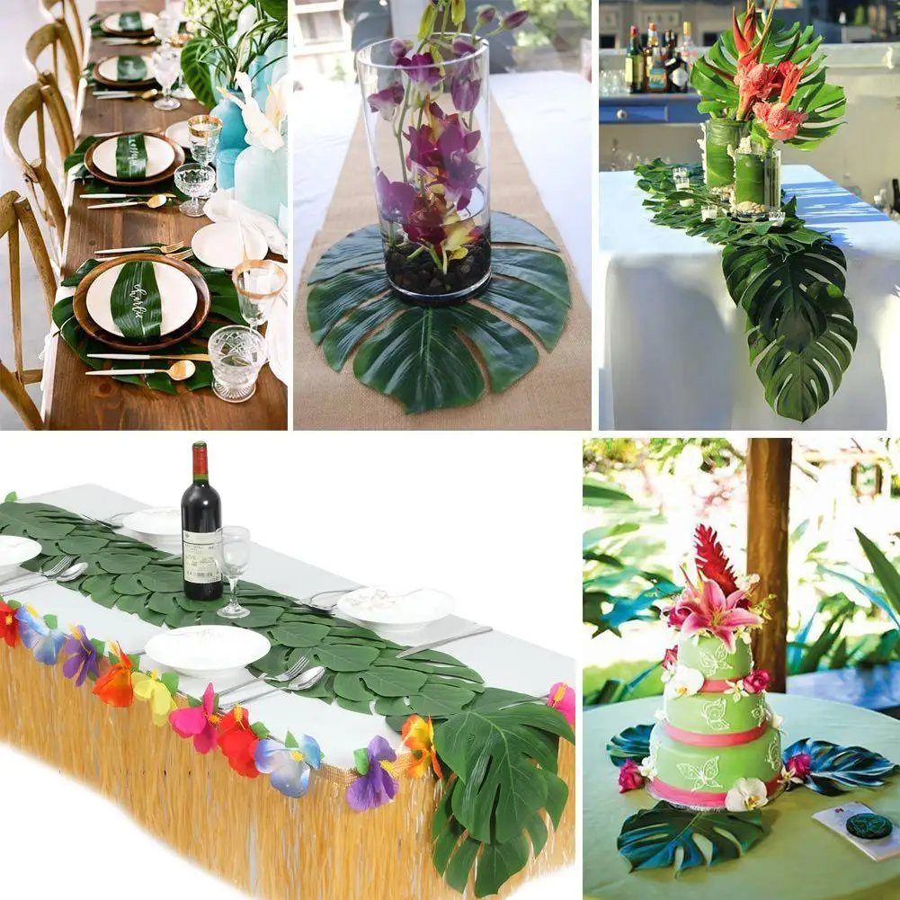 Kit Décoration Fête Hawaïenne 83 Pièces - Jupe De Table, Feuilles, Hibiscus, Ananas, Pailles