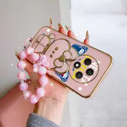 Dancing Butterfly Phone Case Set with Lanyard and Stand - 3 Piece Set for OPPO Reno14 (Pink)