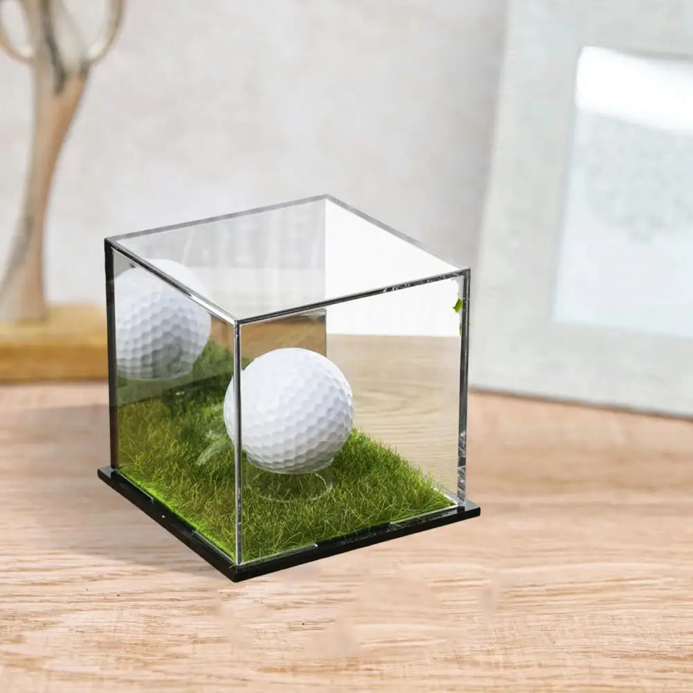 Mold resistant Baseball Storage Acrylic Baseball Display Case with Uv Square Ball Holder Stand Turf Base Official