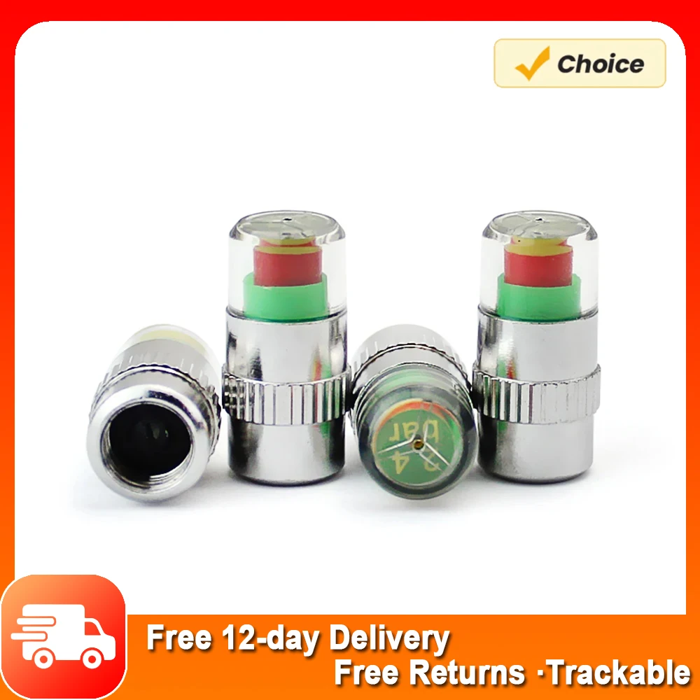 2.4PSI Pressure 4PCS Car Auto Tire Pressure Monitor Tire Gage Alert Sensor Indicator Valve Caps 100% Brand New and High Quality