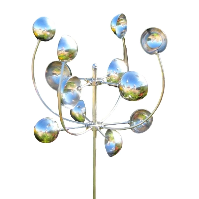 Metal Wind Spinner Garden  Rotating Windmill with Stake Outdoor Yard Sculpture Decoration Garden Lawn Windmill 3