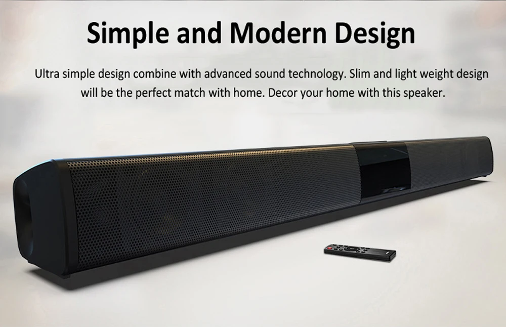 Bluetooth 5.0 Soundbar Speaker BS-28B Stereo Surround Sound Home Cinema System F