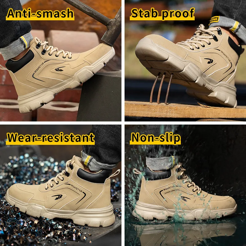 Safety Shoes Men Shoes Work Safety Shoes Men Safety Boots Anti-smash Anti-stab Work Shoes Sneakers Steel Toe Male Boot Indestructible