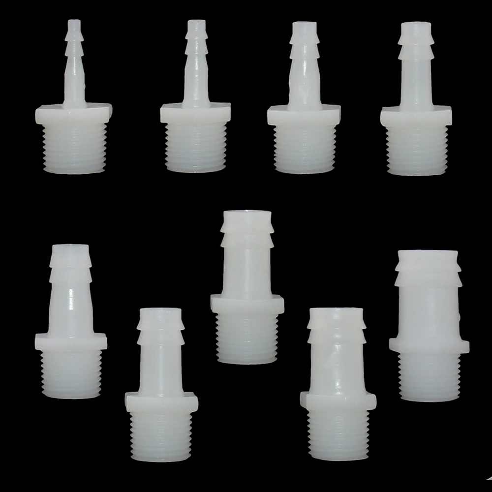 

4/6/8/10/12/14/16/18/20mm To 1/2 Male Thread Barb Connector Water Hose Pipe Fitting Coupler Pe Plastic Tube Adapter