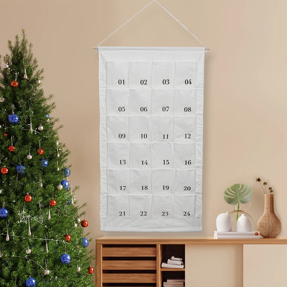 High Quality Christmas Advent Calendar Xmas Advent Countdown 24 Pockets Hanging  Wall Candies Biscuits Gift Pocket Decoration - AliExpress