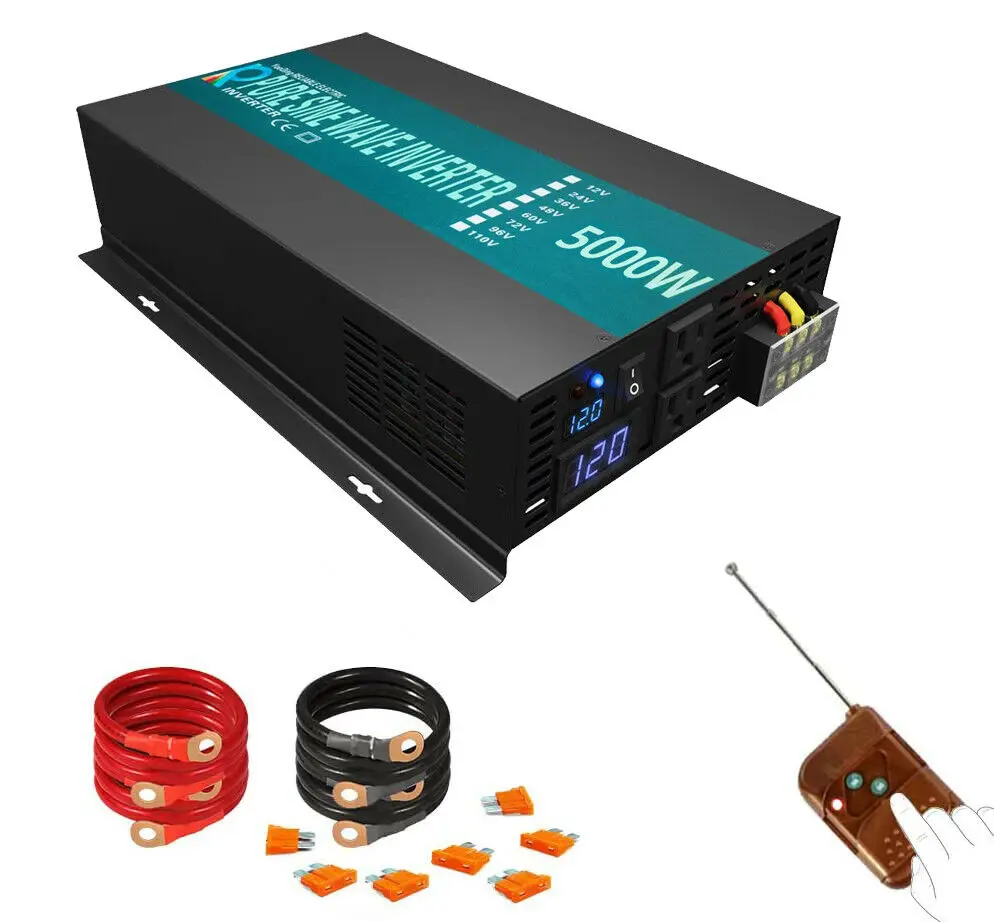 Inverter Di Potenza Per Auto 24V 220V 5000W Inverter Solare A Onda Sinusoidale Pura Pannello Solare 12V/24V/48V Cc A 120V/230V/240V Ca Telecomando