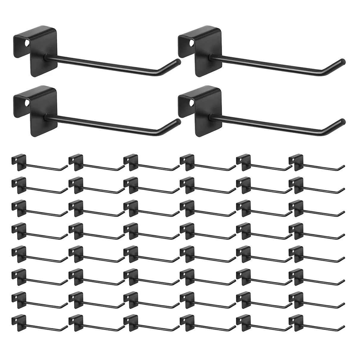 

48 Pcs Gridwall Hooks 4 Inch Black Metal Panel Hook Hanger Square Tube Hooks Coat Hook Peg Hooks