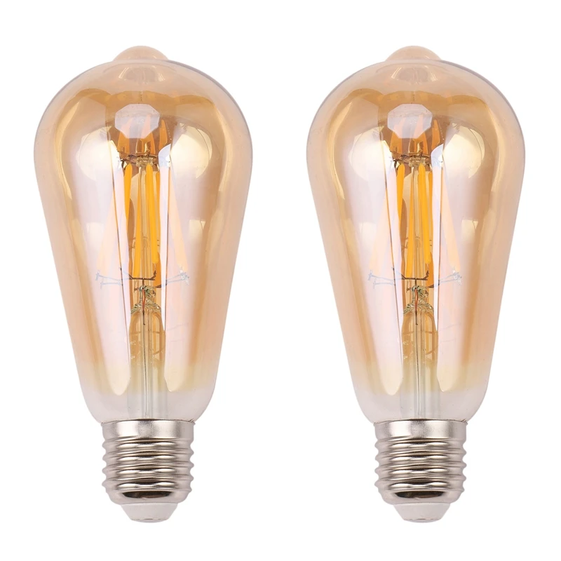 

HOT-2X Dimmable E27 8W Retro Vintage Filament ST64 COB LED Bulb Light Lamp Body Color:Golden Cover