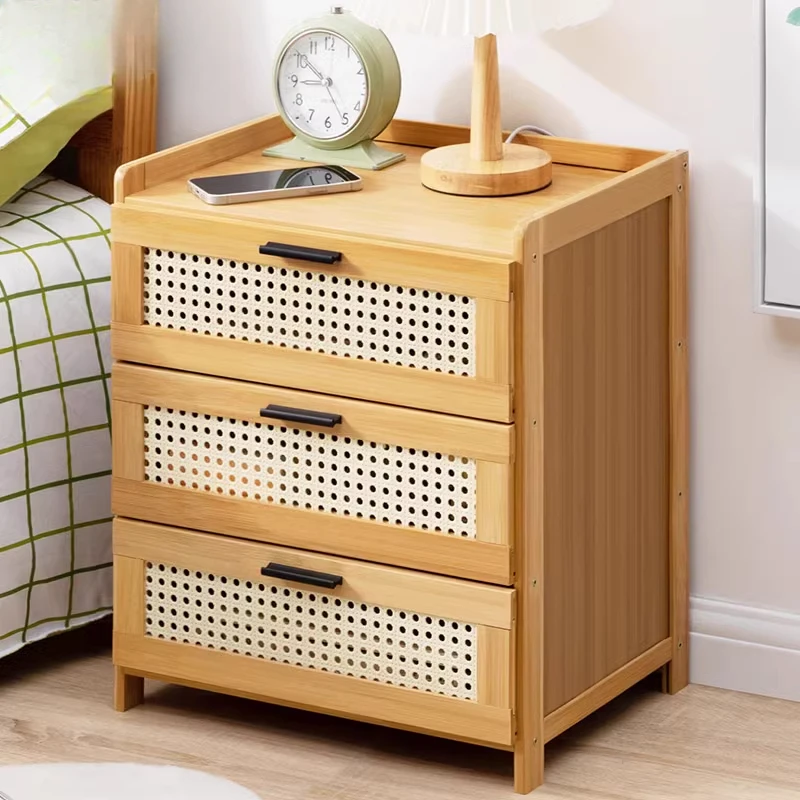 Simple Modern Storage Shelf Home Small Bedside Cabinet Storage Solid Wood Rental Room Bedside Table Bedroom Furniture