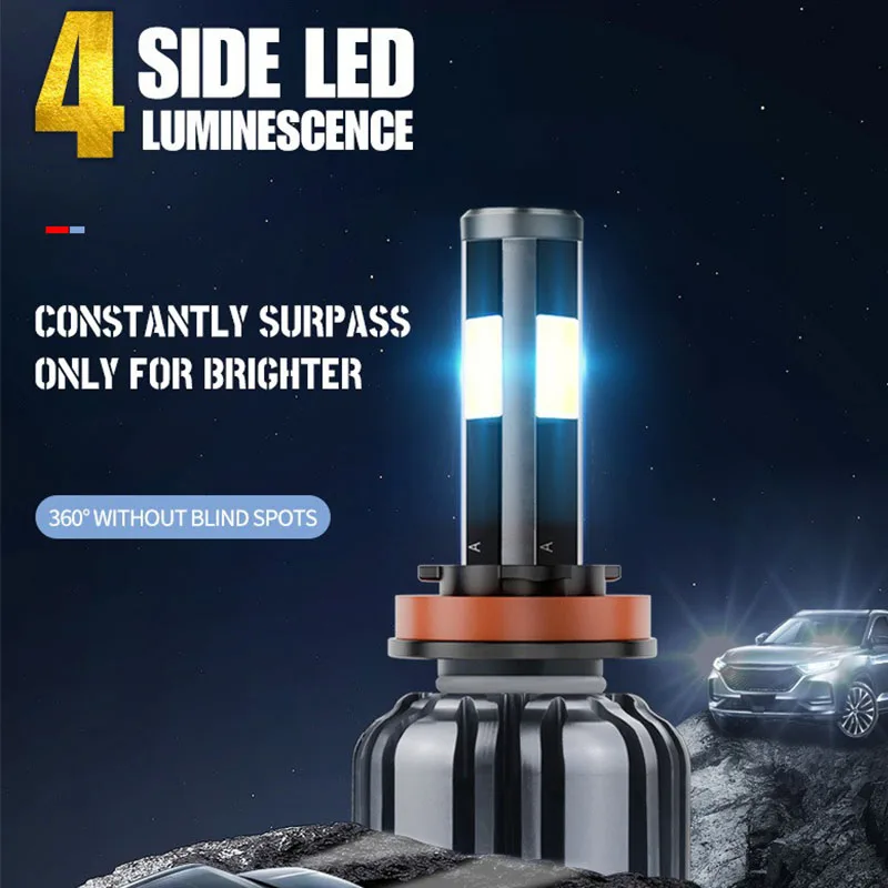 Upgrade Your Car Lights with X4 LED Headlight Bulbs-Super Bright 8000LM H1 H3 H7 H11/H8/H9 9005/HB3/H10 9006/HB4 9012