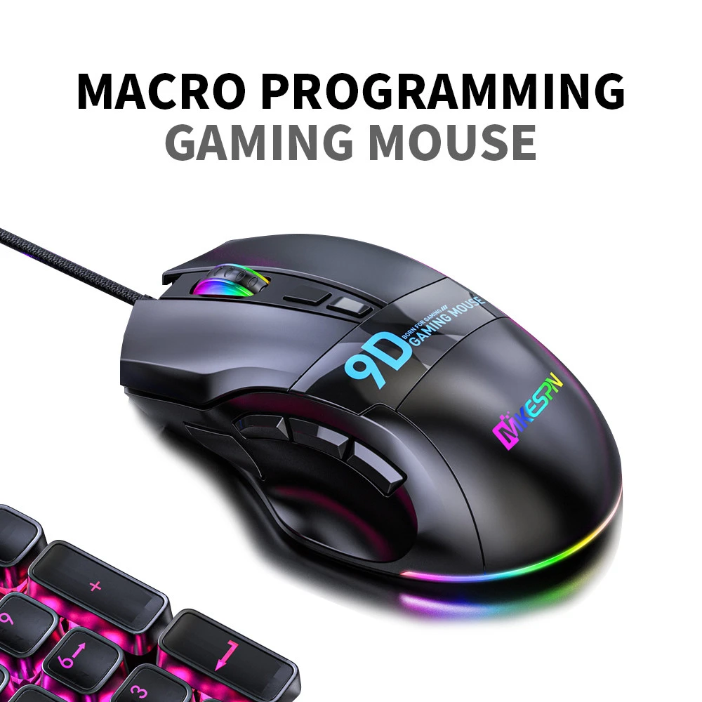 wired computer mouse 12000DPI Wired Gaming Mouse Full Speed Macro-program Ergonomic Design 9D RGB Blacklight One Click Desktop PC Mice for Gamer 2022 wireless laptop mouse