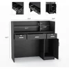 Modern Reception Desk with Counter and Storage Shelves Reception Room Desk (Black)  18.9"D x 43.7"W x 47.2"H 2