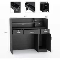 Modern Reception Desk with Counter and Storage Shelves Reception Room Desk (Black)  18.9"D x 43.7"W x 47.2"H 2