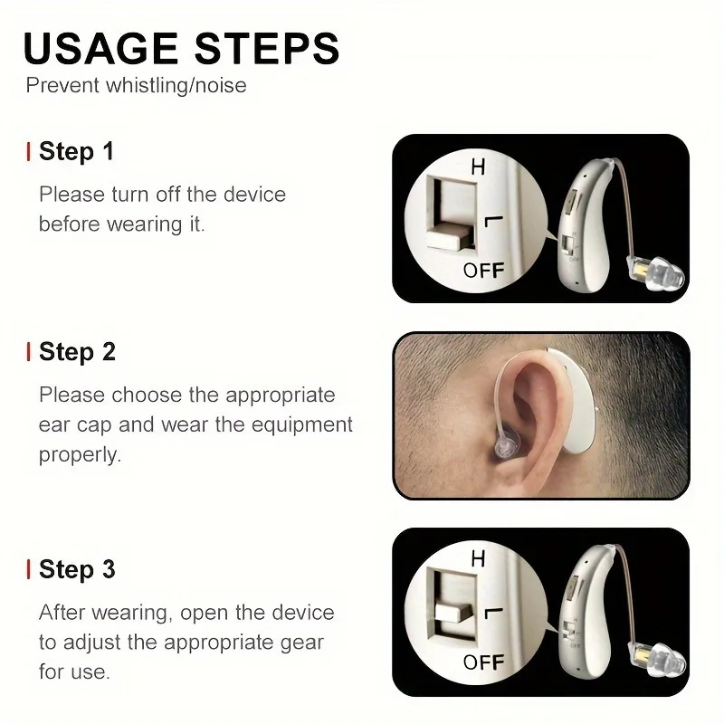 2-pack Hearing Aids, In-ear Headphones and Speakers for Seniors With USB Charging Amplifier, Ideal for Hearing-impaired Adults 5
