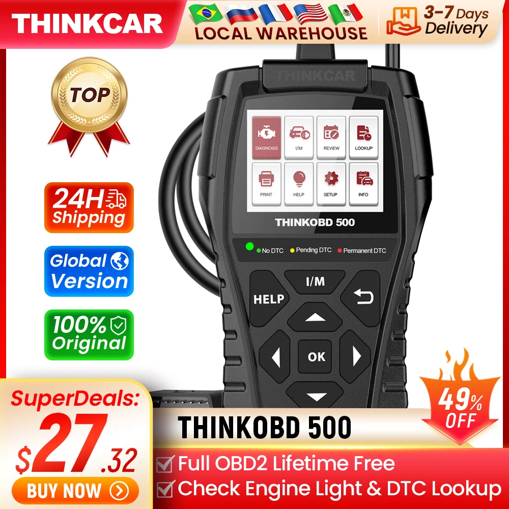 Диагностический сканер THINKCAR Thinkobd 500 для диагностики двигателя с поддержкой OBD2