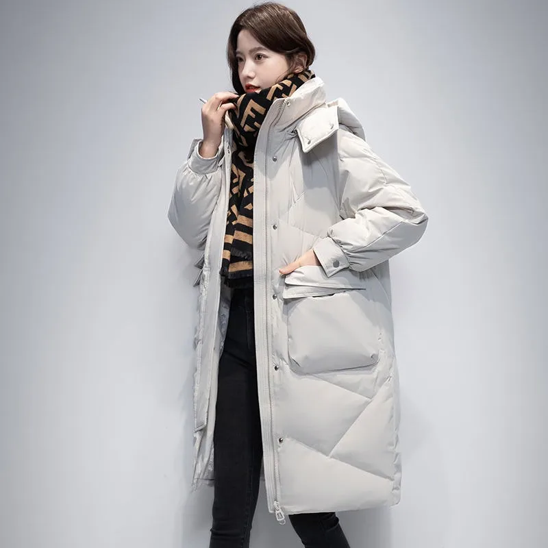 2023 New Women Down Jacket Winter Coat Female Mid Length Version Parkas Loose Thick Warm Outwear Leisure Time Hooded Overcoat down jacket men mid length coat 2023 winter new hooded thick warm jacket korean leisure trendy all matching outerwear overcoat