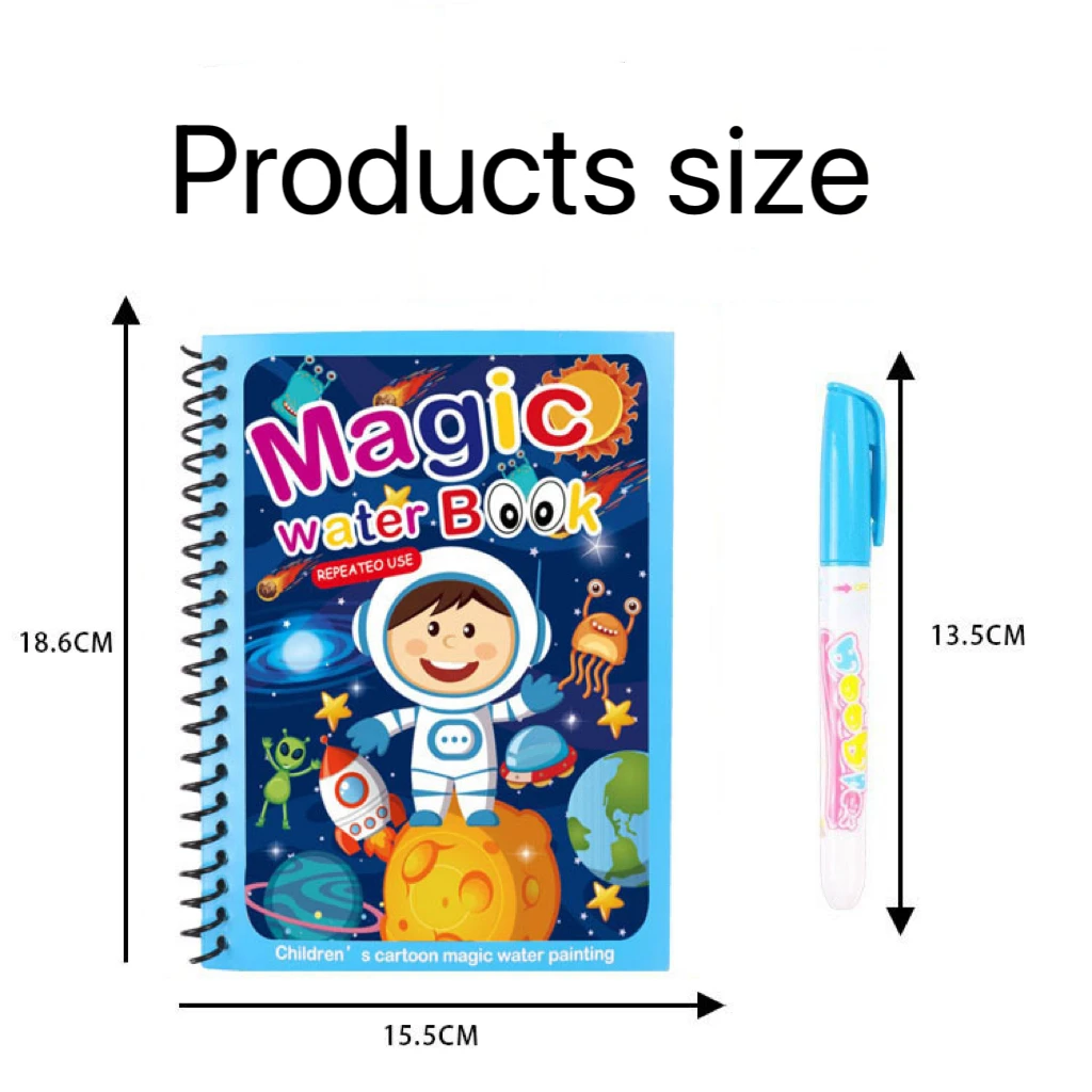 1 Book+1 Pen Reusable Coloring Book Water Painting Book Sensory Early Education Puzzle Drawing Toys 3