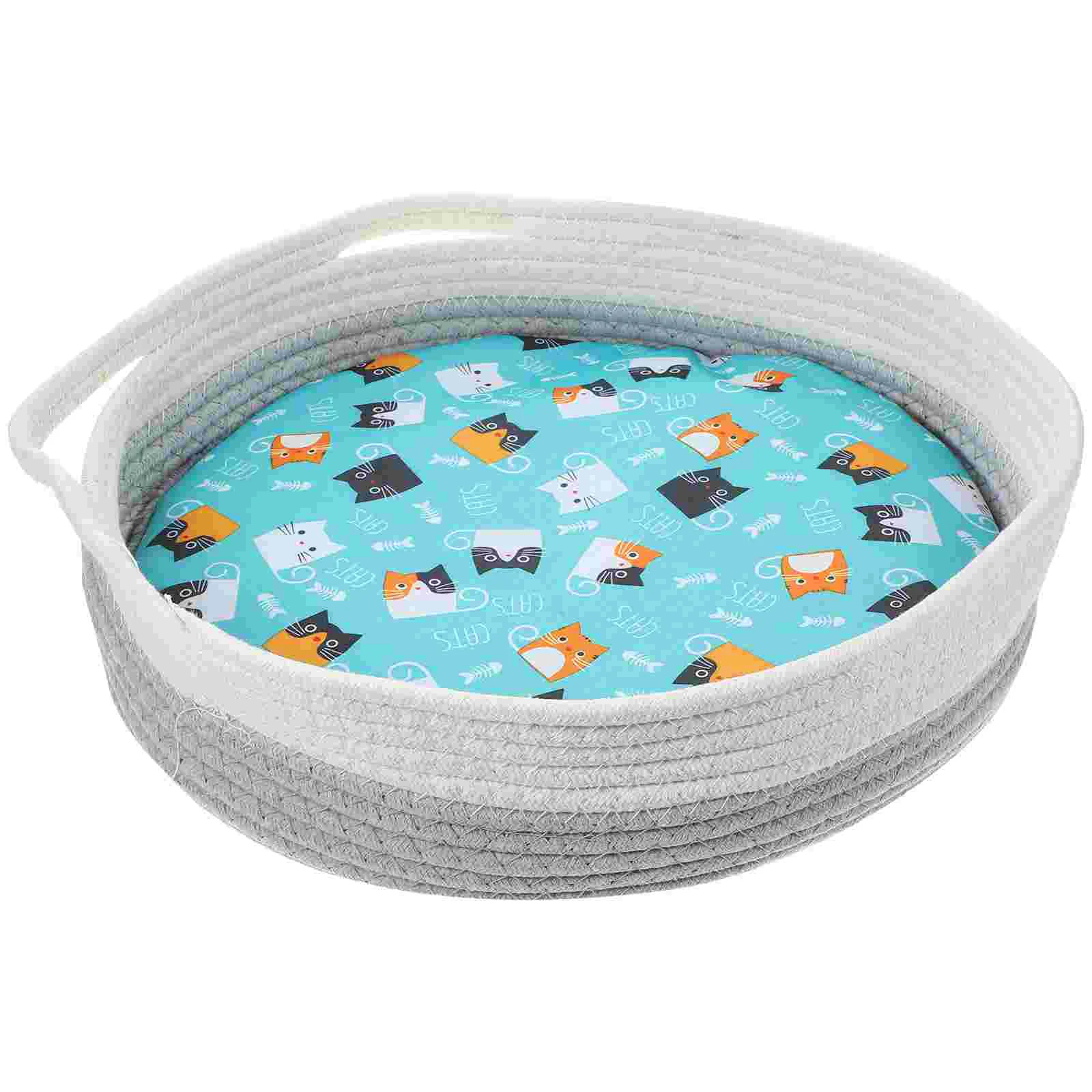 

Cat Sleeping Bed Pet Sleeping Basket Round Sleeping Bed with Cotton Cushion