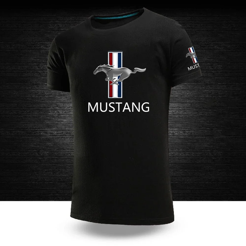 

Модные летние мужские топы унисекс Mustang, повседневные однотонные хлопковые футболки с коротким рукавом и круглым вырезом в стиле хип-хоп, спортивные топы