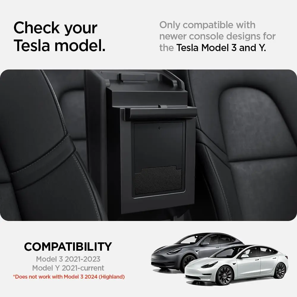

For Tesla Model 3/Y Center Console Organizer Armrest 2023/2022 One-Touch Hidden Storage Box (Carbon Edition) Designed