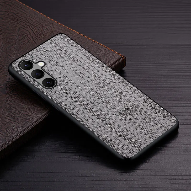 Premium Bamboo Wood Pattern Leather Phone Cover - Luxury Case