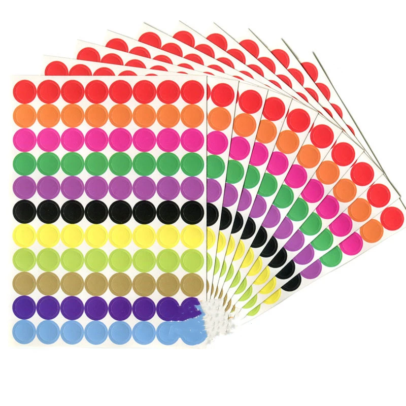 

10sheets/set Kawaii Dots Sticker Adhesive Label Circle Shape Sealing Stickers for Notebook Decorations Reward Stickers for Kids