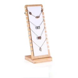 Elegant Solid Bamboo Jewelry Display Stand - Necklace and Pendant Organizer (White)
