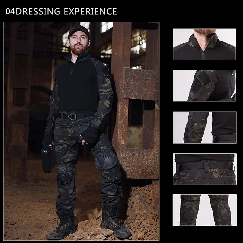 Outdoor Camo Tactical Pants Wear-resistant Hiking Pant Paintball Pant with Knee Pads Waterproof Hunting Clothes 6