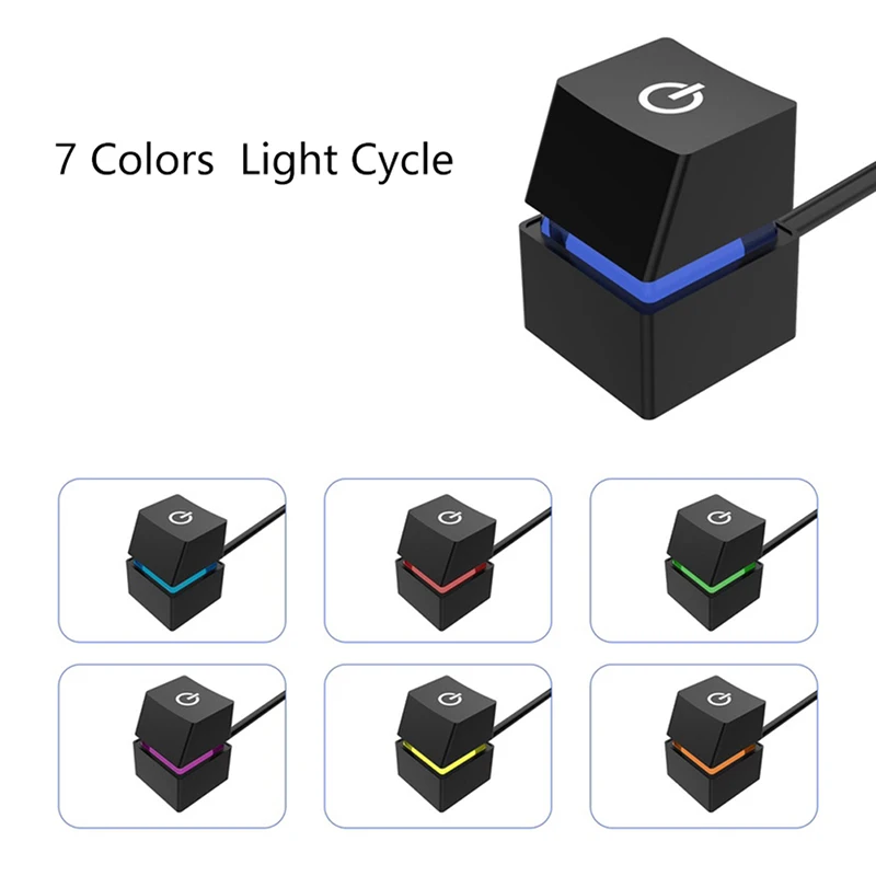 

2m Colorful LED Lights Computer Desktop Switch PC Motherboard External Start Power On/Off Button Extension Cable for Home Office