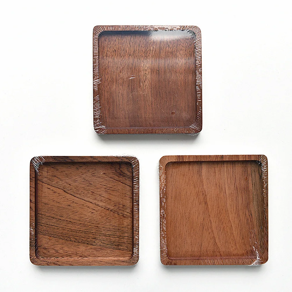 Natural Wood Dessert Cup Tray, Small Wooden Cheese Plate, Mini Serving Tray for Jewellery Key Coin