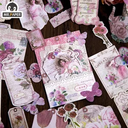 Mr. Paper 4 Design 40 Pcs/bag Washi Stickers Vintage Exquisite Flower Bottle Butterfly Handbook DIY Material Message Paper