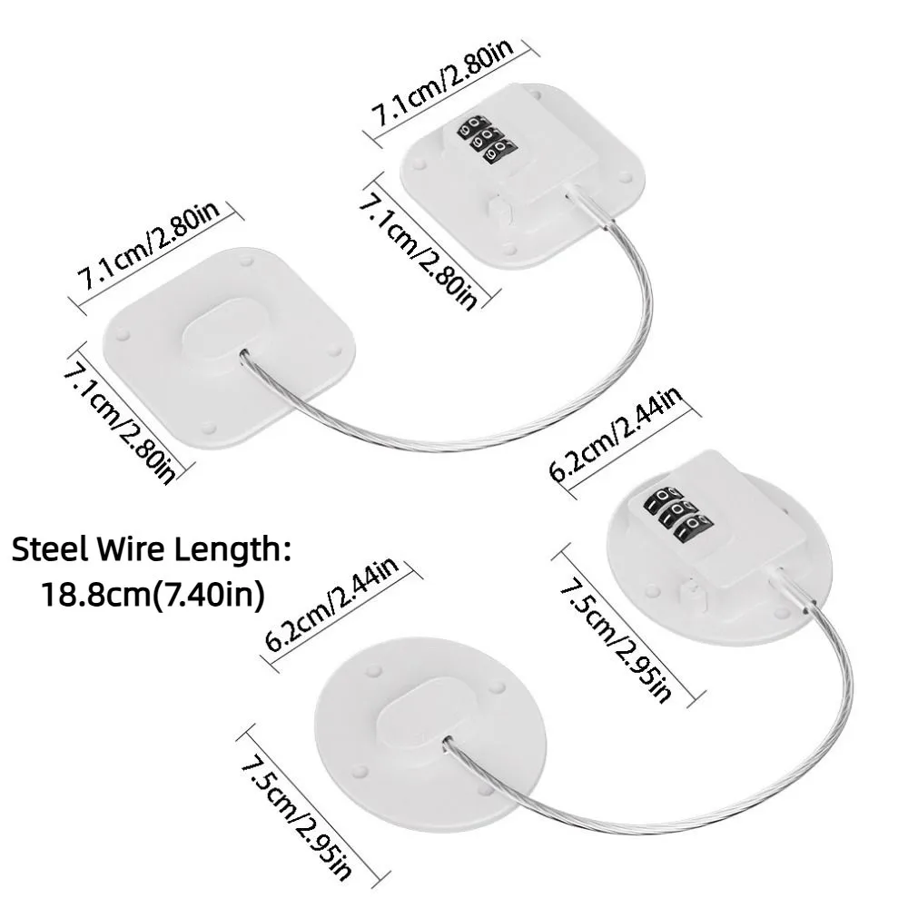2Pcs 3-digit Baby Safety Password Lock Multi-Functional Anti-Pinch Hand Kids Protection Locks with Adhesive Strong Fix