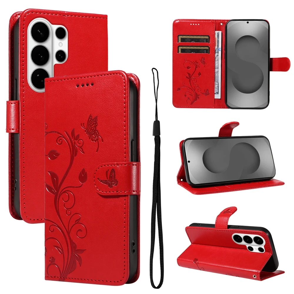 Elegant Butterfly Magnetic Leather Wallet Flip Cover - Premium Quality