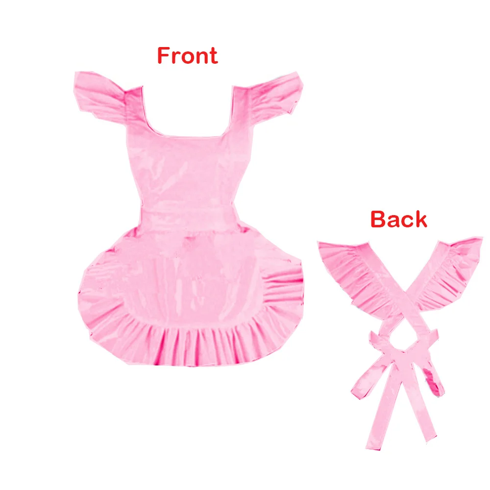 Adult Lolita Apron PVC French Maid Apron Sissy Accessory Gothic Lolita Dress Halloween Ruffle Waitress Dress
