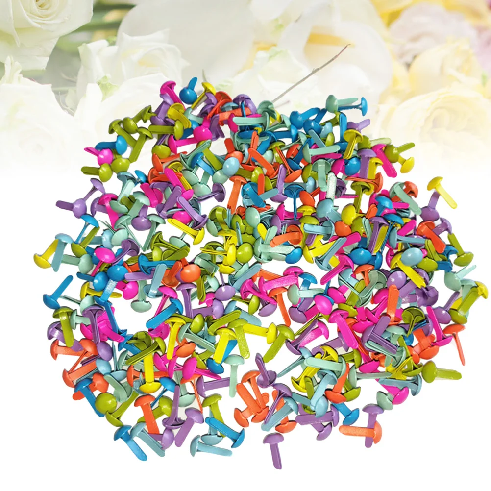 100 Pcs Craft Brads Mini Round Metal Pastel Calendar Scrapbook Scrapbooking Child