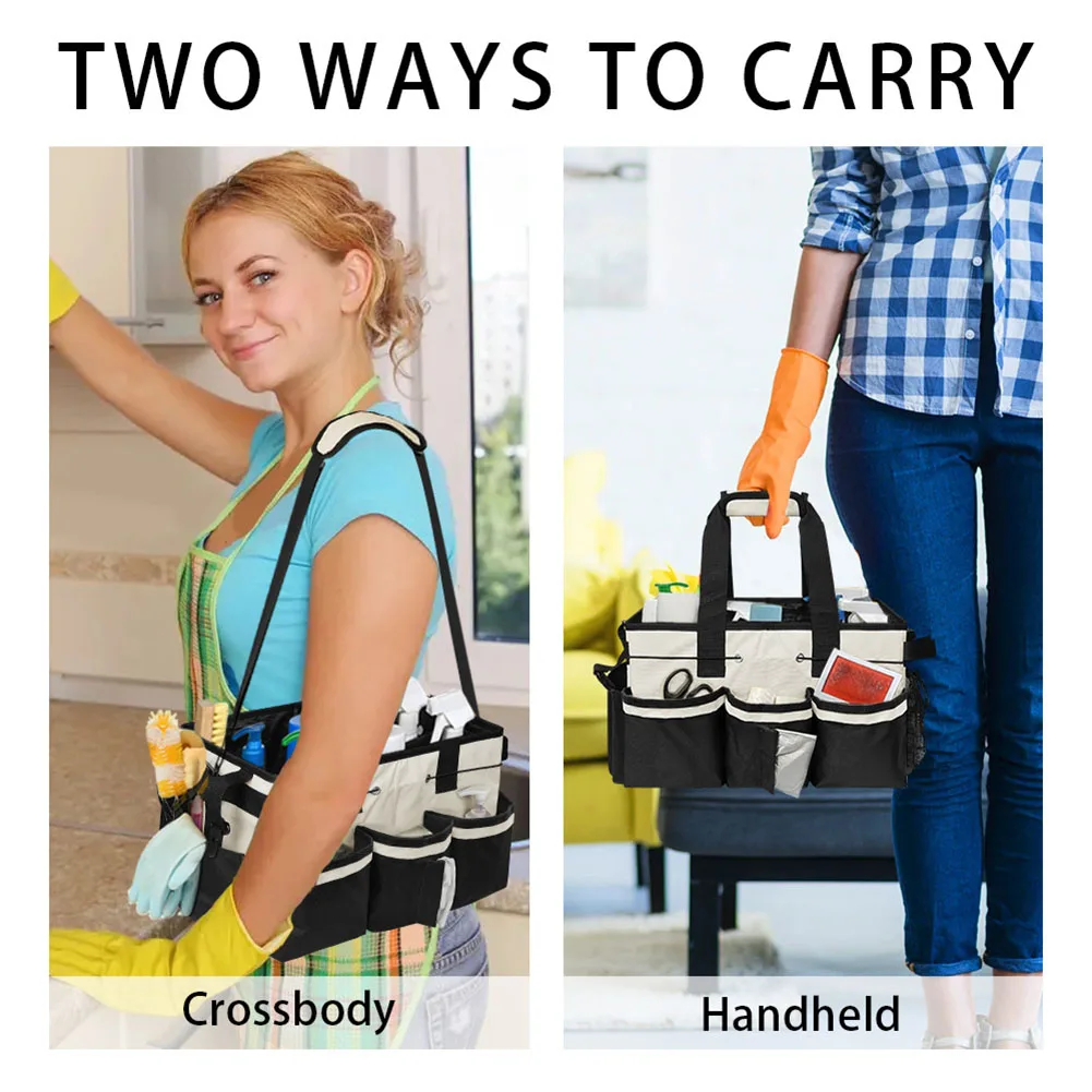 Cleaning Supplies Organizer with Handle Cleaning Tool Organizers Storage Tote Bag Under Sink Car Cleaning Tool Organizer Bag