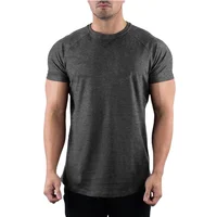 T-shirt de gymnastique en coton pour hommes, vêtements de Fitness d'été, col rond, manches courtes, coupe cintrée, musculation, entraînement 2