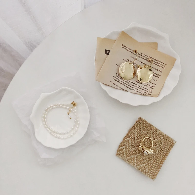 Shell Shaped Jewelry Storage Trays  Trays White Ceramic Plate Storage Dishes Ring Earings Plate Home Decorative Tray Design 2