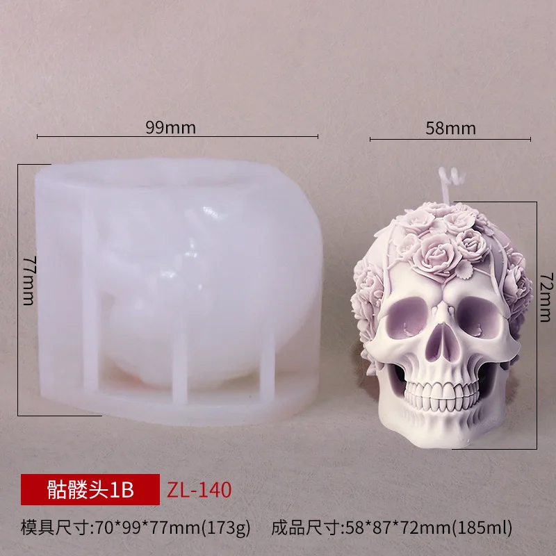 3D Blume Schädel Silikon Kerze Formen Halloween Schädel Dekoration Handwerk Gips Harz Zement Form DIY Hand Seife, Der Werkzeug – Detail 8