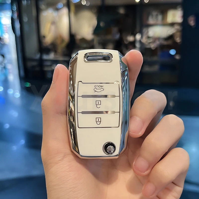 부드러운 TPU 플립 접이식 자동차 키 케이스 커버 기아 시드 리오 소울 Sportage Ceed Sorento Cerato K2 K3 K4 K5 원격 쉘 Fob 홀더