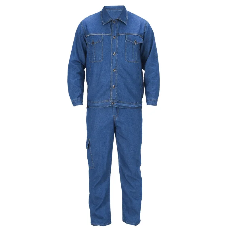 Thin Denim Long Sleeve Workwear Suit For Welding And Repairing Durable Anti-scalding Anti-wear Net Yarn Work Uniforms