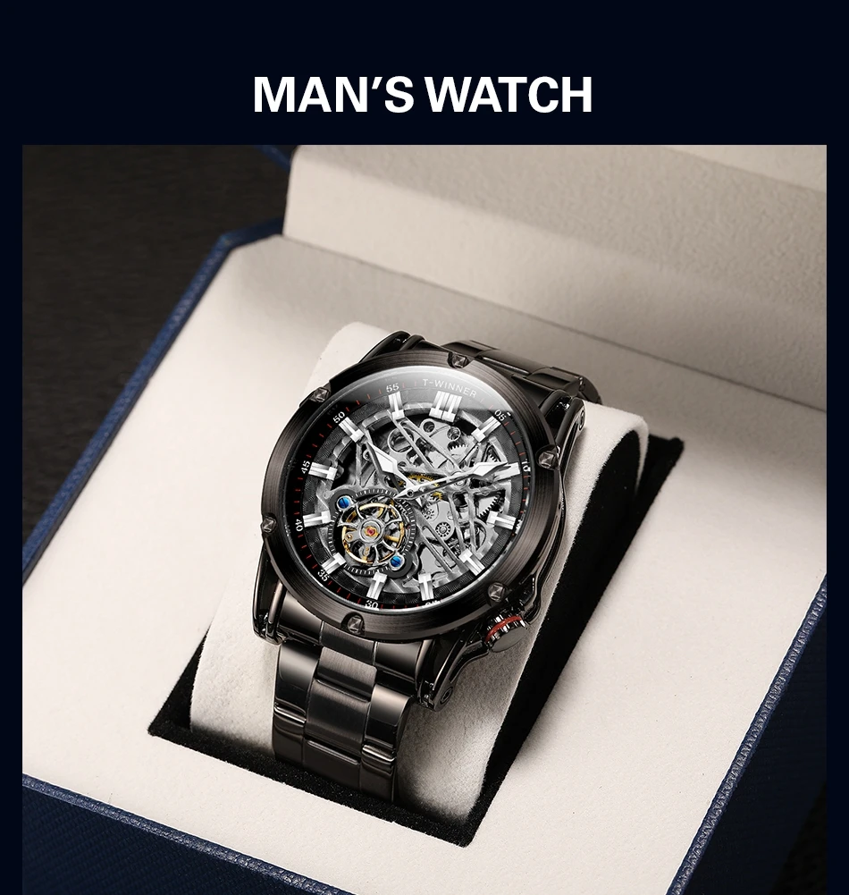 Orologio da uomo di lusso di alta qualità WINNER, grande, in acciaio inossidabile, con scheletro, tourbillon, movimento automatico, orologio meccanico militare maschile_voghion.com