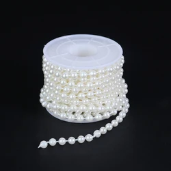 Elegant White Imitation Pearl Bead Chain - 5 Yards for Decoration & Jewelry Crafting (Beige 5mm)
