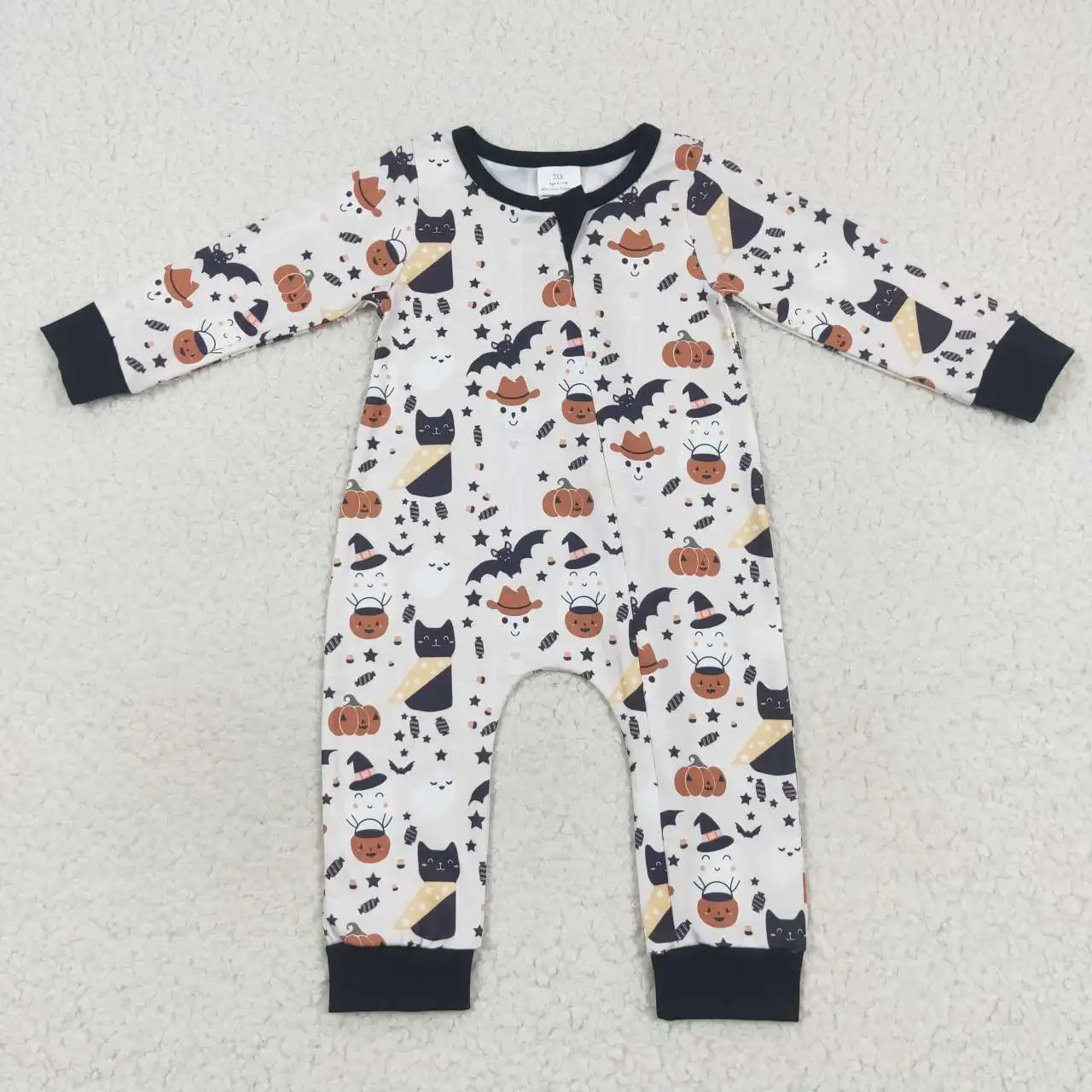 

2​023 New Update Infants Boys Boutique Pumpkin Bodysuits Newborn Zipper One-Pieces Toddler Halloween Rompers