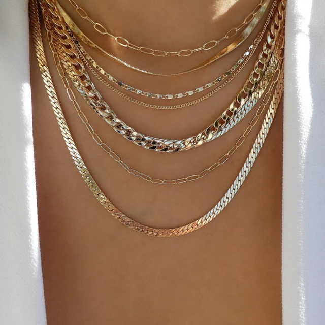 Colliers en chaîne de perles tressées simples, ton or, ensemble de colliers avec pendentif superposé pour femmes, usage quotidien et de fête, 5 pièces/ensemble