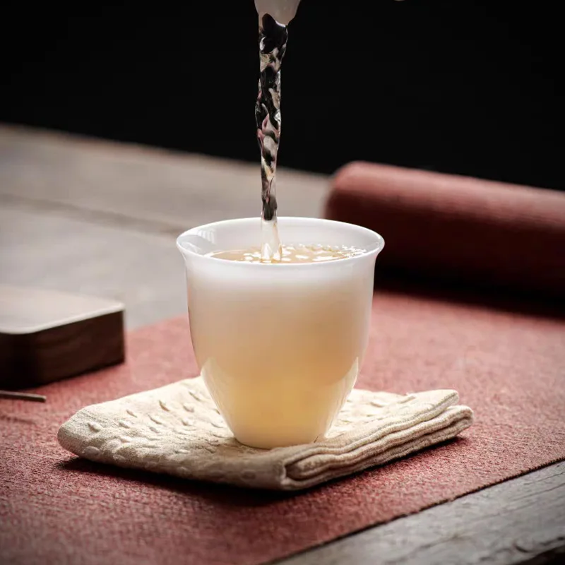 Ice-like Frozen Jade Porcelain Tea Cup White Porcelain Small Teacup Kung Fu Tea Set Ceramic Cup Teacup Bowl